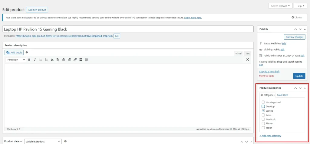 add category to product