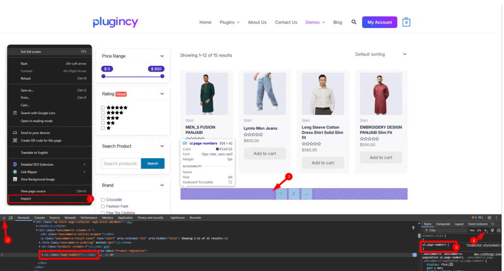 get pagination selector