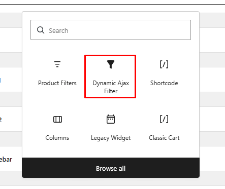 Add the Dynamic AJAX Filter Widget