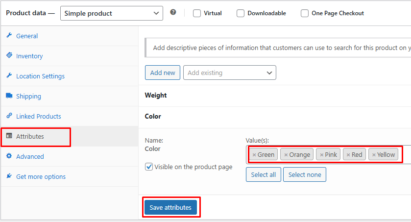 Assign Colors to Your Products