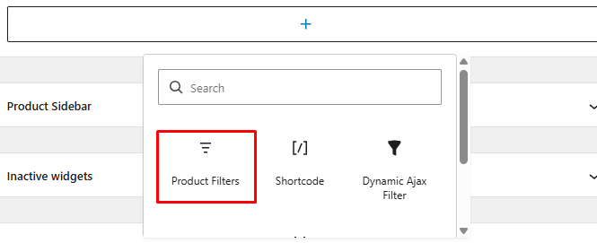Choose Product Filters widget