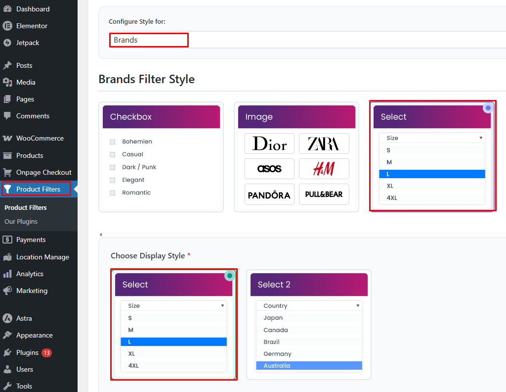 Choose the Filter Style as Select