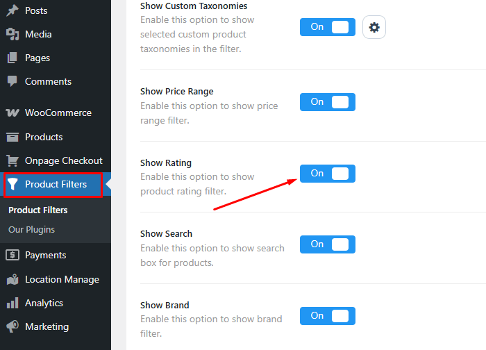 Find the Show Rating option and toggle it on