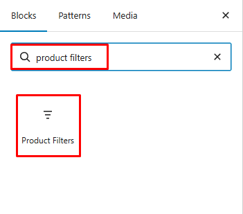 Search for Product Filter, Filter by Price, or the available product filter block