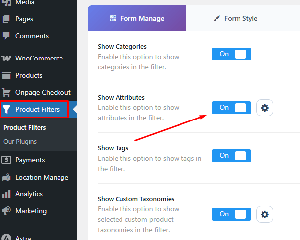 Turn On Attribute Filtering