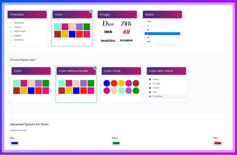 Configure style-specific options and click Save