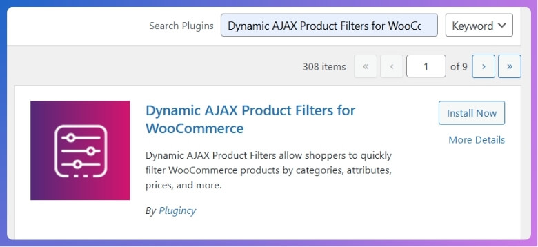 Creating Product Search Using Dynamic AJAX Product Filters for WooCommerce plugin
