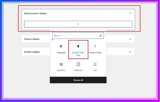 Dynamic AJAX Filter Widget
