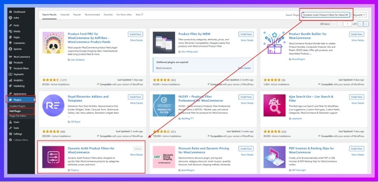 Dynamic AJAX Product Filters for WooCommerce plugin Installation Free Version