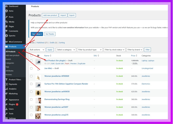 Edit an existing product or click Add New.
