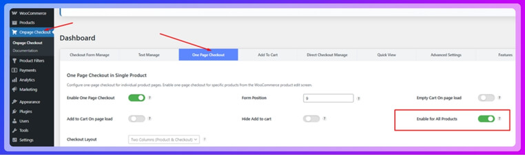 Enable One Page Checkout for All Products