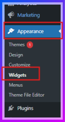 From your WordPress dashboard, go to Appearance Widgets.