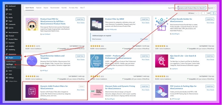 Install Dynamic AJAX Product Filters for WooCommerce Plugin