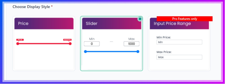 Pick a Display Style for the Price Filter