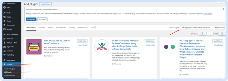 Search for “One Page Quick Checkout for WooCommerce”.