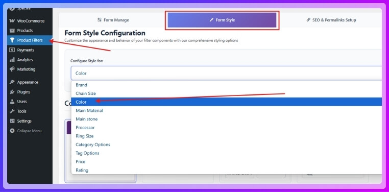 Select your created attribute from the dropdown