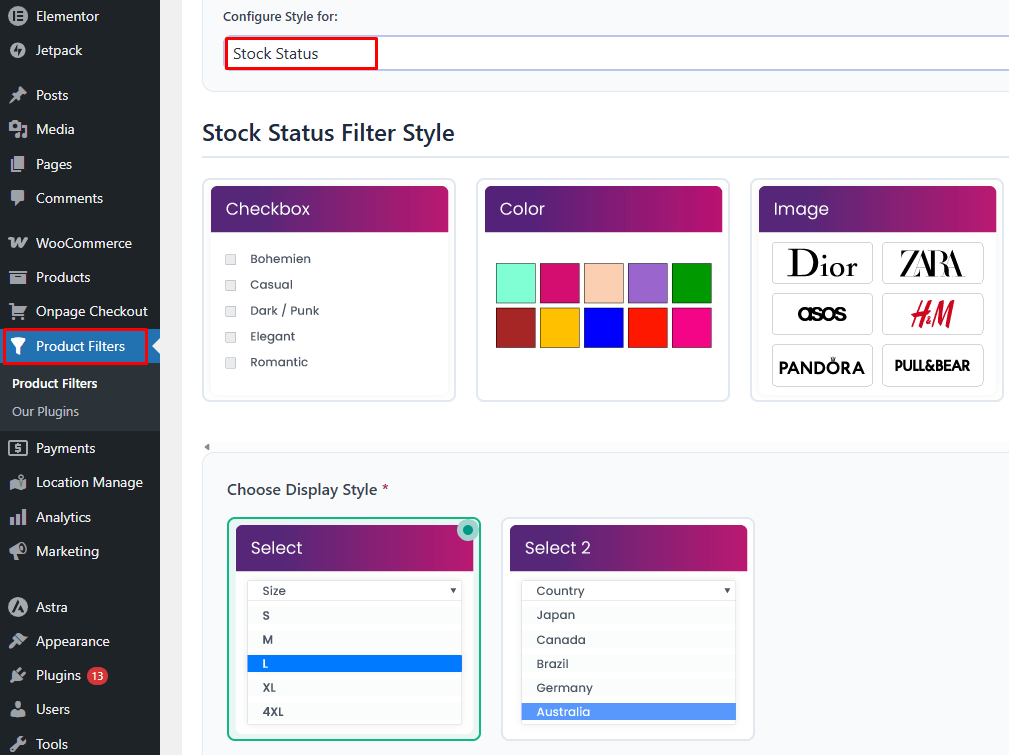 Style the Stock Status Widget