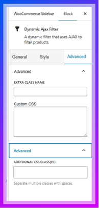 Styling the Filter Advanced Widget