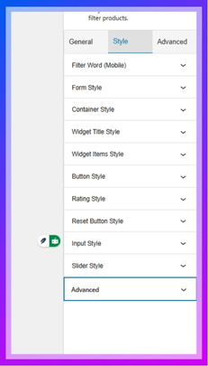 Styling the Filter Widget