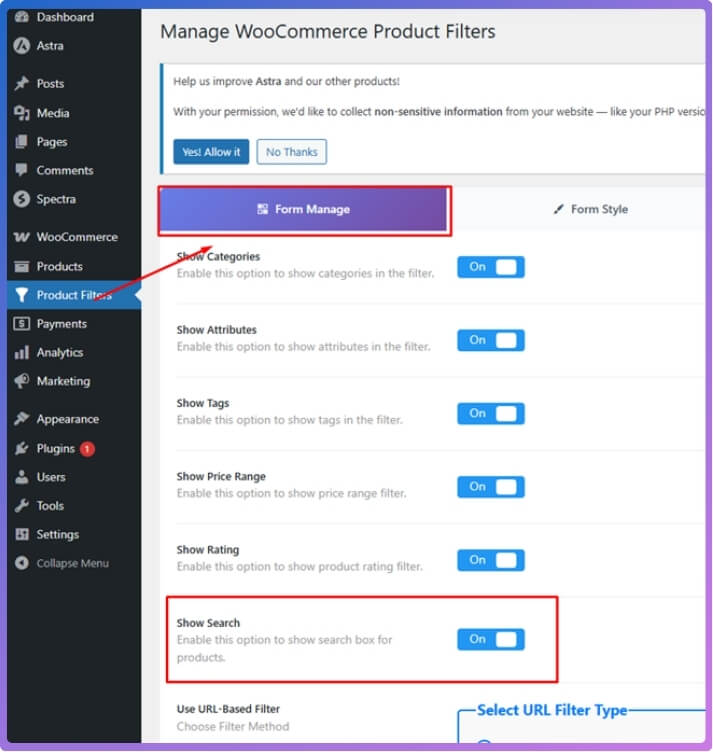 enable a search box allowing users to filter products by title, description, or other attributes