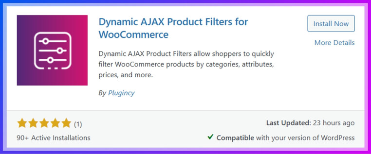 install the Dynamic AJAX Product Filters for WooCommerce