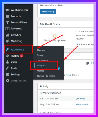 Access the Widgets Section