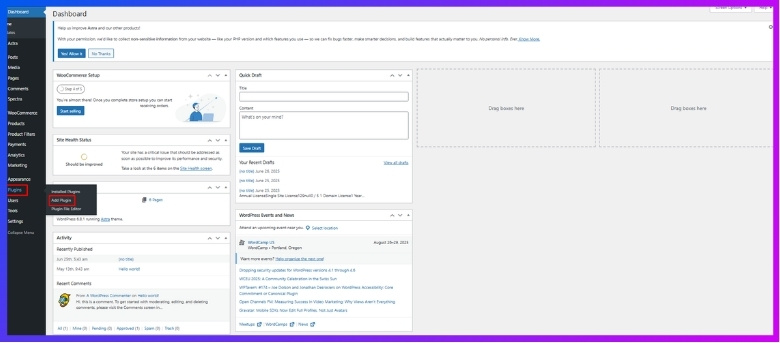Add Ajax-based Product Filters Simply go to Plugins and Add New