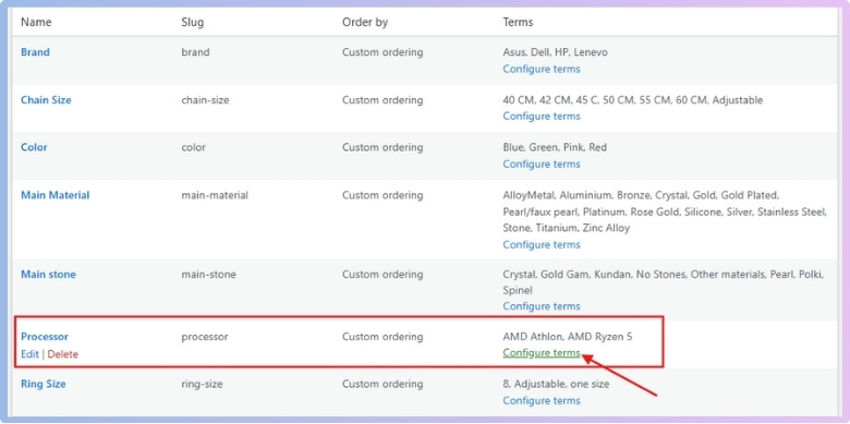 Add Terms to the Attribute