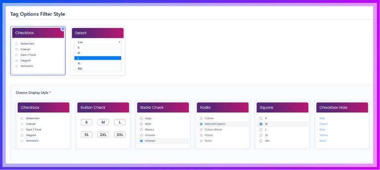 Adjust the sub-options based on your selected style