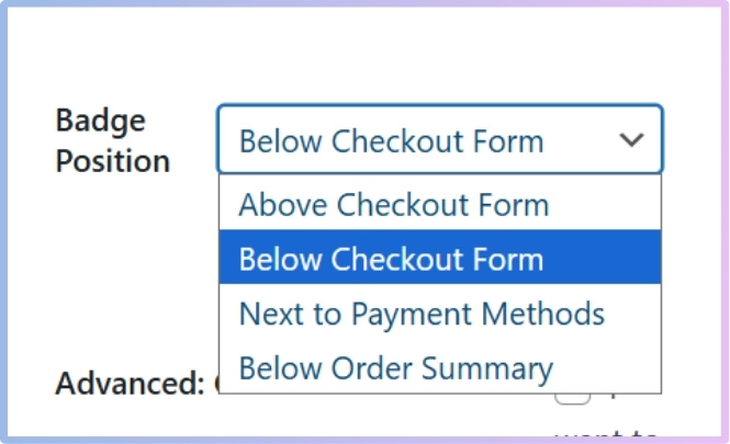 Choose the position of the badges