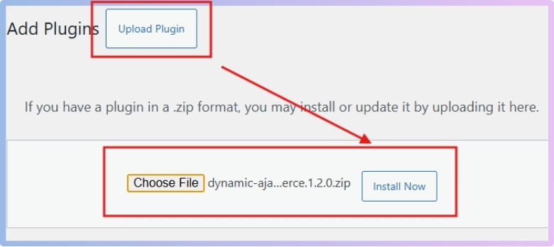 Click Choose File and select the ZIP file you downloaded.