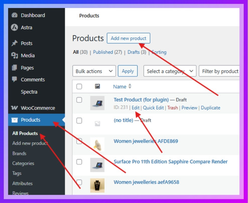 Click on any product to edit it, or you can add a new product