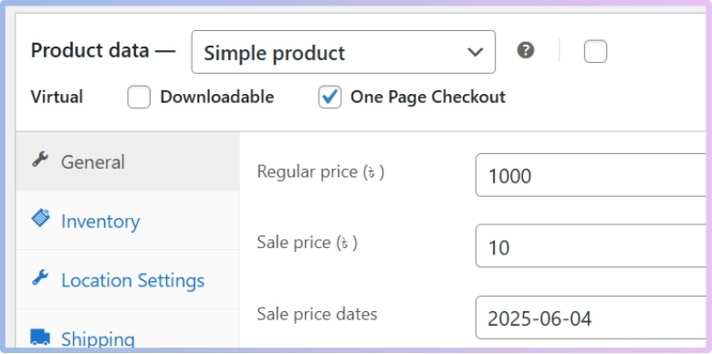 Click the One Page Checkout option to On and publish.