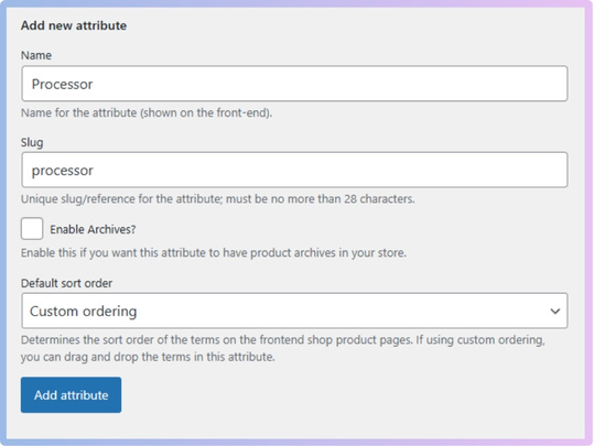 Create Product Attributes