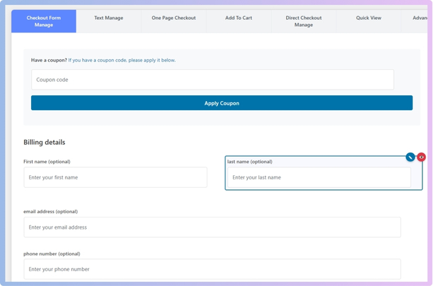 Customize the Popup Checkout Form