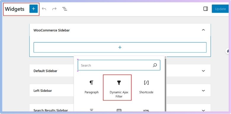 Dynamic AJAX Product Filters widget