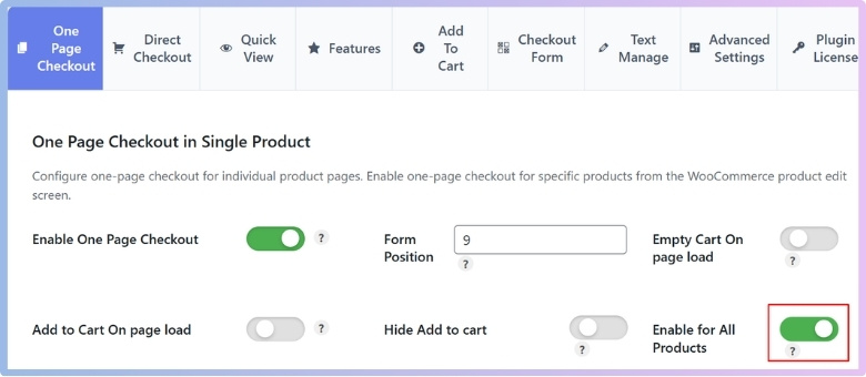 Enable One Page Checkout for All Products