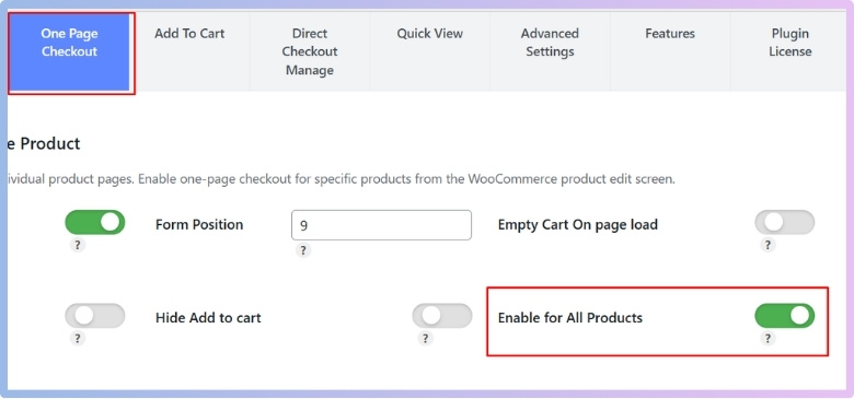 Enable One Page Checkout for All Products.