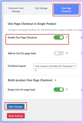 Enable One Page Checkout