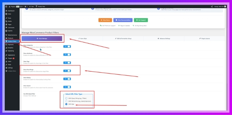 Enable Price Filter in the Plugin