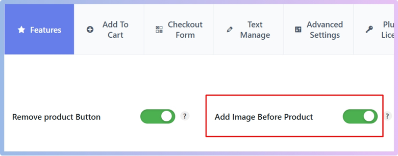 Enable the Add Image Before Product option.