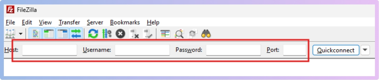 Enter your FTP credentials (host, username, password, and port).