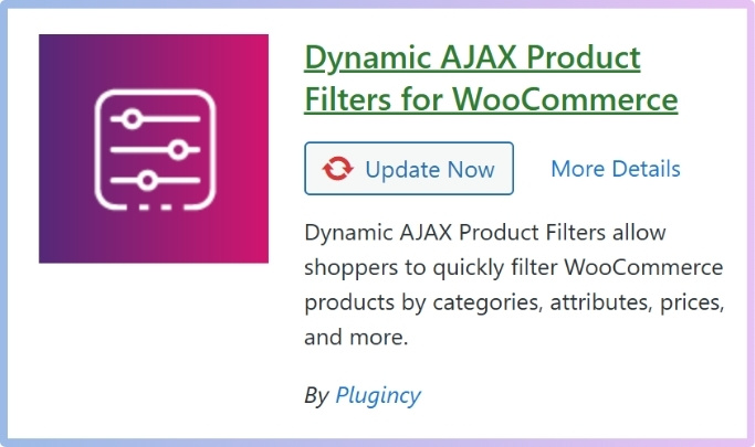 Free Dynamic AJAX Product Filters for WooCommerce Plugin activation