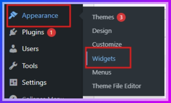 Go to the Widgets Section Click on Appearance Widgets