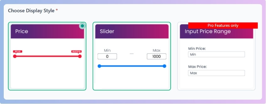 Input Price Range (Only Input Boxes) Displays only the text fields for entering prices—ideal for users who prefer precision.