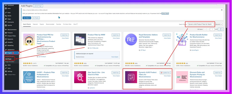 Install Free Version of Dynamic AJAX Product Filters for WooCommerce