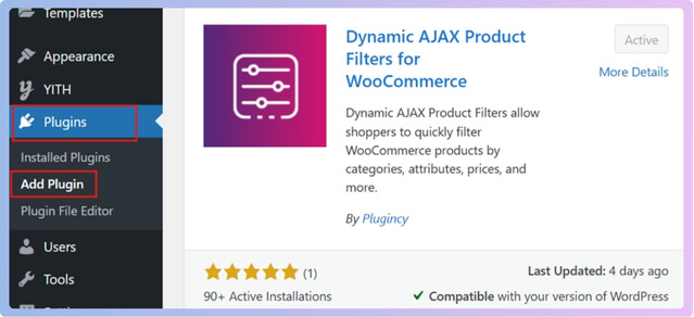 Install and Activate Dynamic AJAX Product Filters for WooCommerce