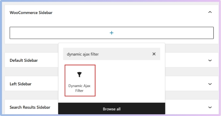 Locate the Dynamic AJAX Product Filters widget