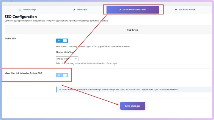 Make filter link indexable for best SEO