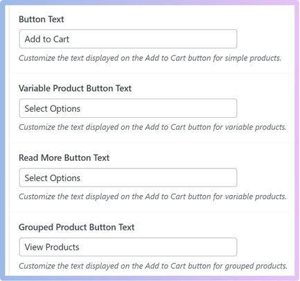 Once enabled, you will see the following text options